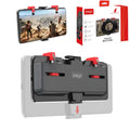 Black mobile phone gaming trigger bracket with adjustable clamp and metal trigger mechanism