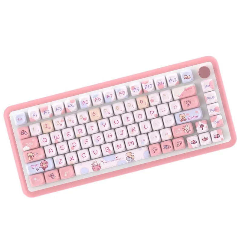 Sweet Cotton Candy coloured PBT keycap set for mechanical keyboards in 112 and 120 key options