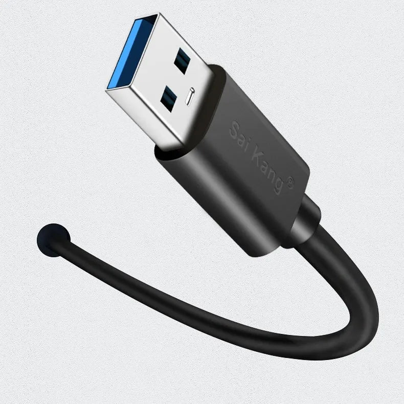 Black USB extension cable showing male and female connectors with length options from 1 to 5 metres