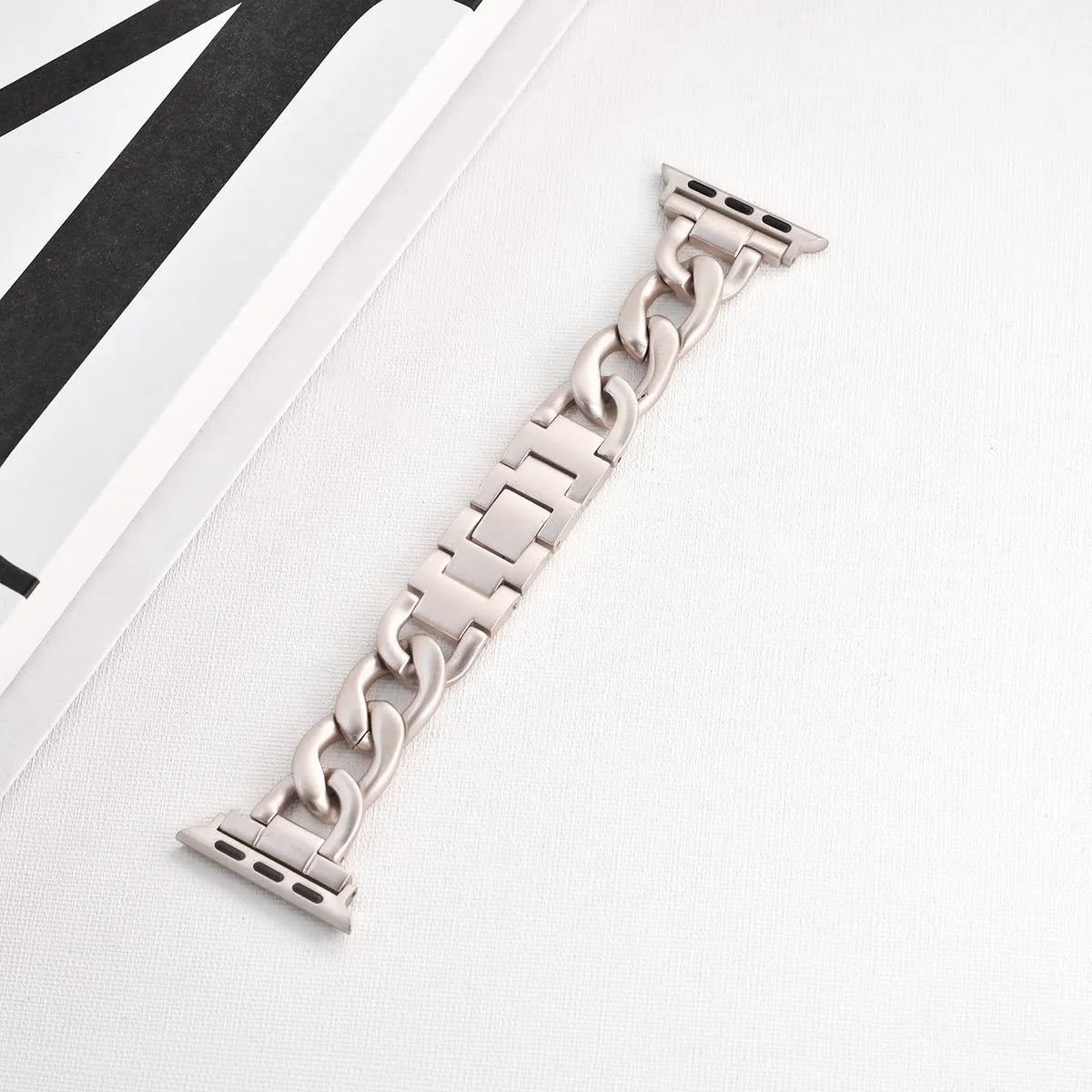 Denim chain metal Apple Watch strap in silver, black, gold, rose gold and Starlight colour options