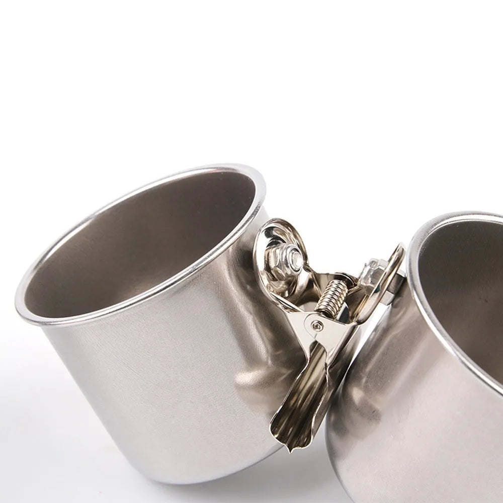 Stainless steel bird feeder for outdoor cages in small, medium and large sizes