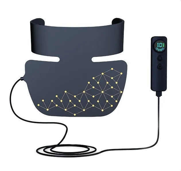 Black LED photon therapy face mask for home skin care treatment.
