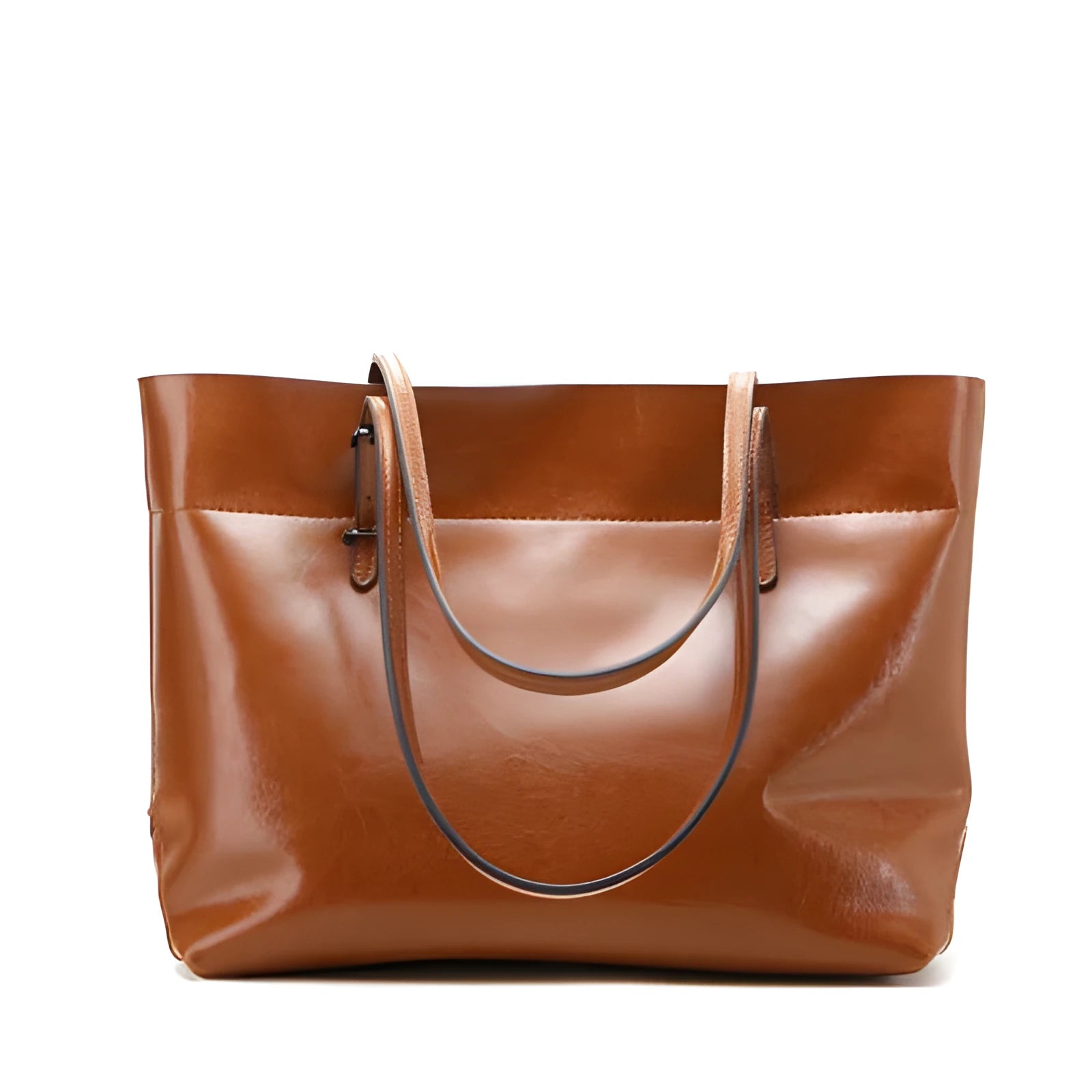 Cowhide leather cross-body handbag showing internal compartments and mobile phone pocket