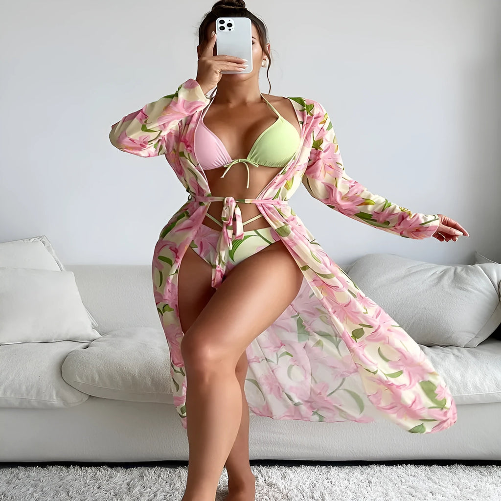 Printed bikini swimsuit for women in the colour shown, sized S M L XL.