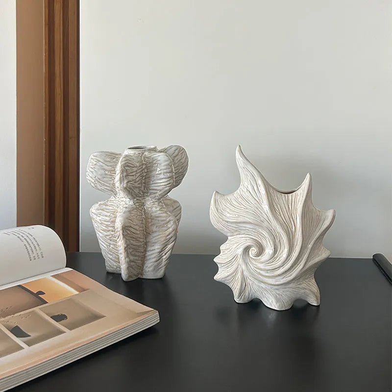 French art ceramic vase with coloured glaze in Hexi Li retro European style.