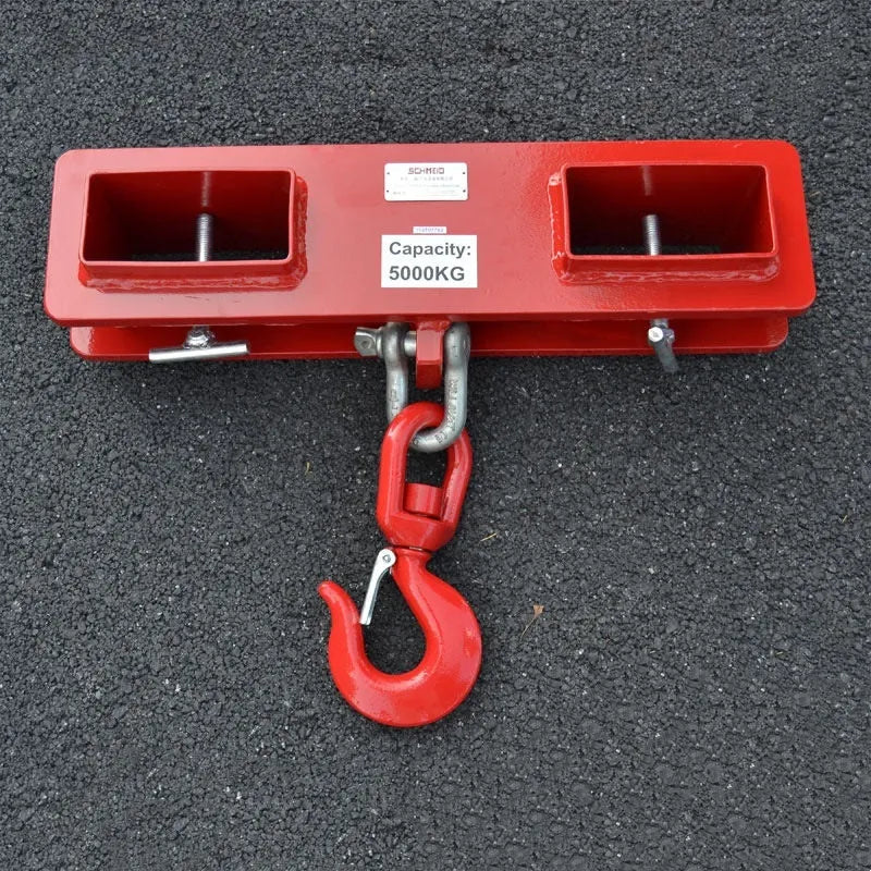 Forklift crane hook with rotatable drum and safety locking mechanism for 25-tonne lifting capacity
