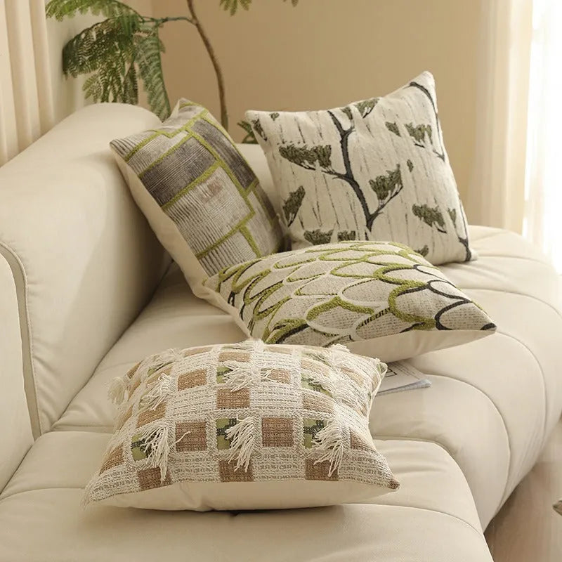 Square jacquard floral cushion cover in a choice of eight colours, measuring 45x45 cm.