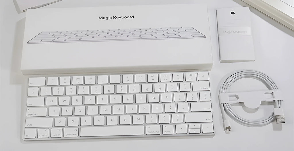 Apple G6 Bluetooth wireless keyboard in white with ultra-thin metal construction