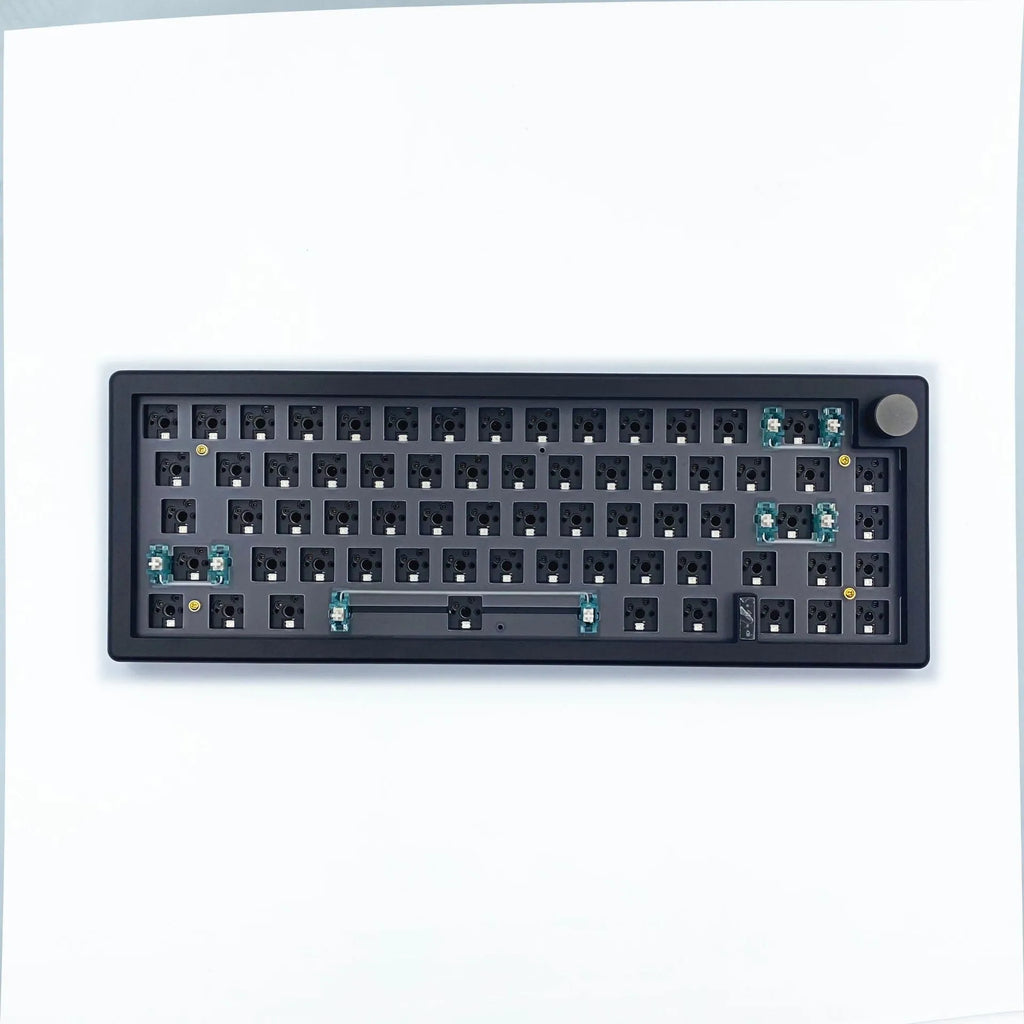 DIY mechanical keyboard kit with RGB lighting in seven colour options showing compact 40cm design