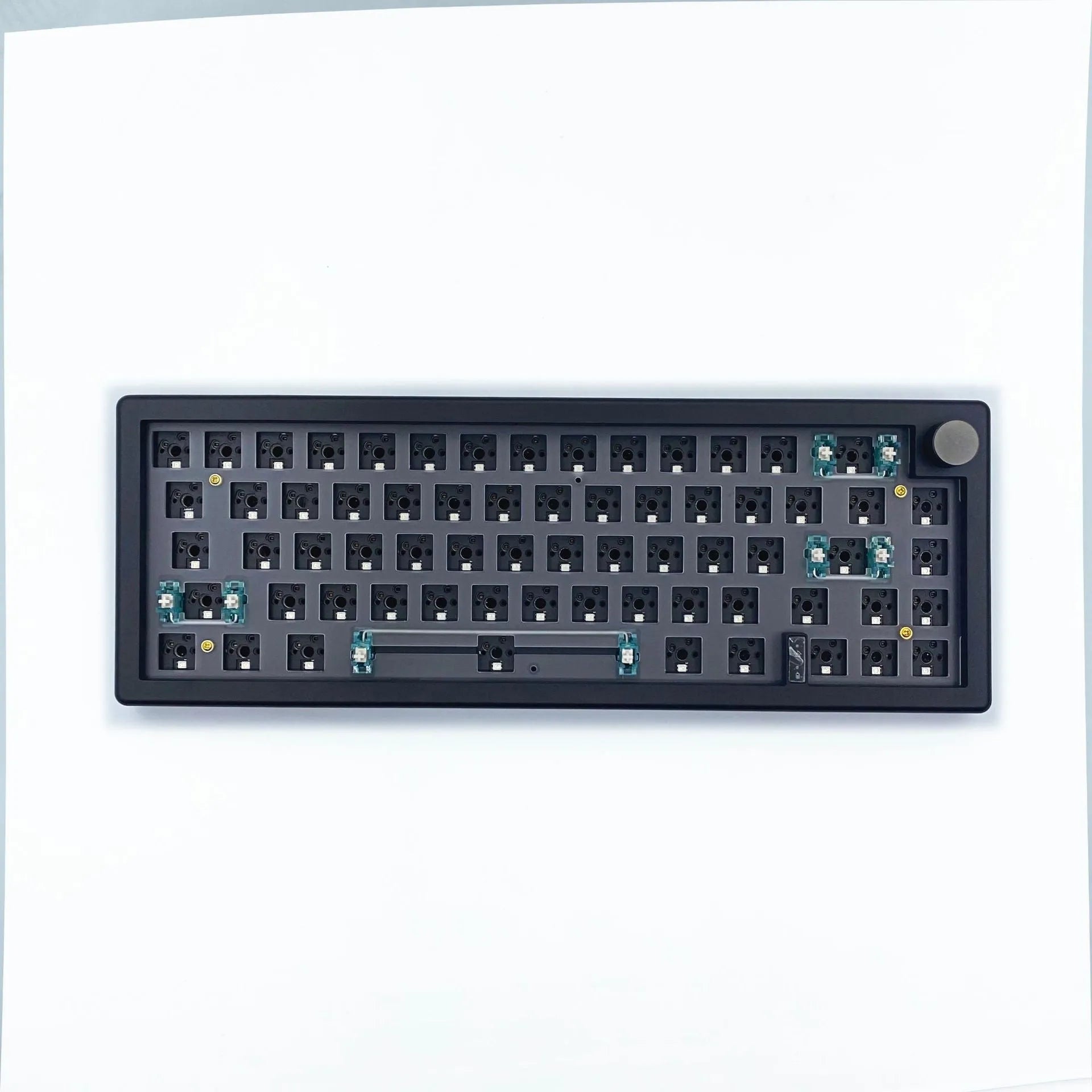 DIY mechanical keyboard kit with RGB lighting in seven colour options showing compact 40cm design