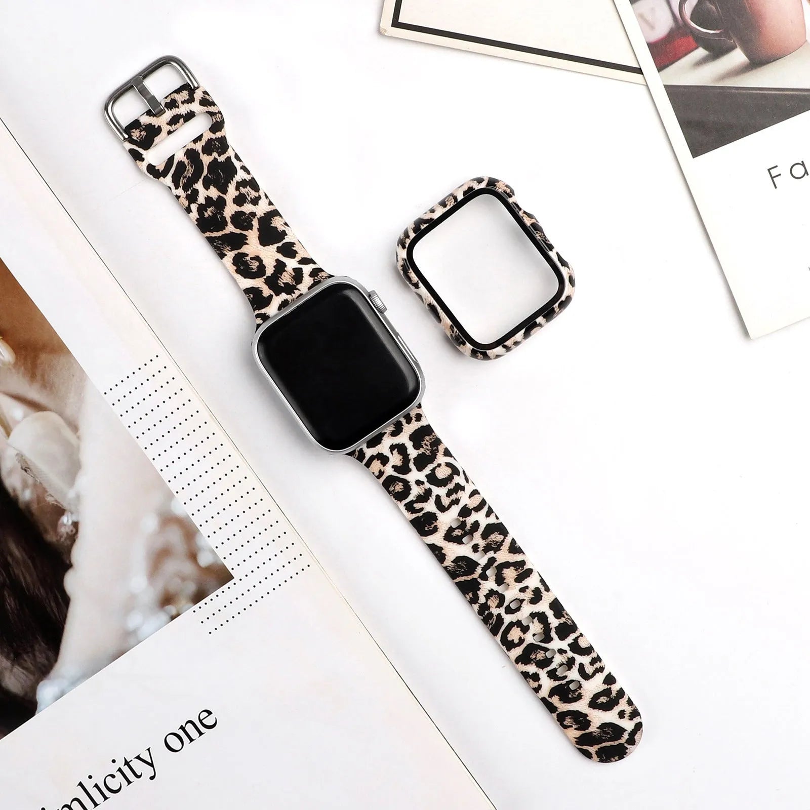 Printed silicone watch strap for Apple Watch showing various design options