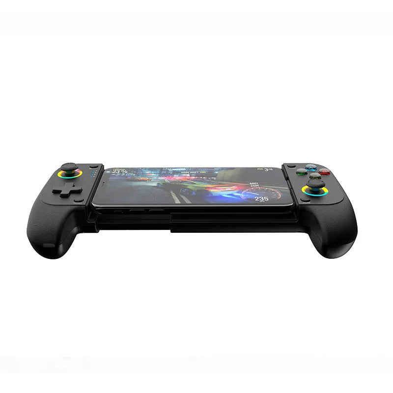 Bluetooth stretching game controller for mobile phones in black, red and blue, or white