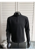 Men's loose fit asymmetric patchwork polo shirt with stand-up collar in heather gray.