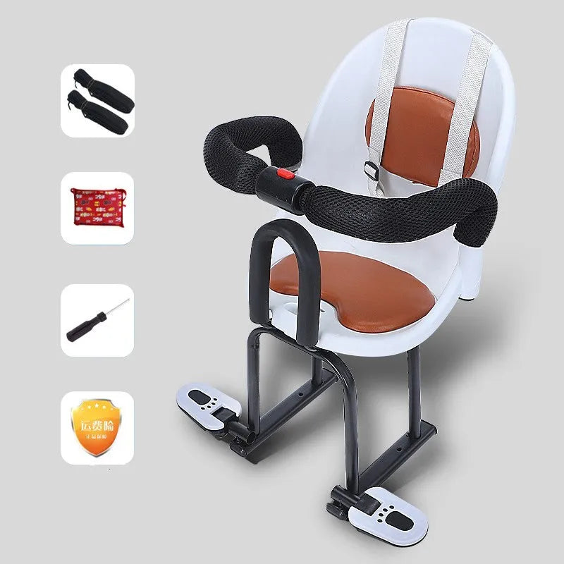 High carbon steel children's front seat for battery scooters in black colour