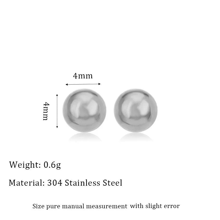 Stainless steel ball stud earrings in geometric round design with gold electroplating