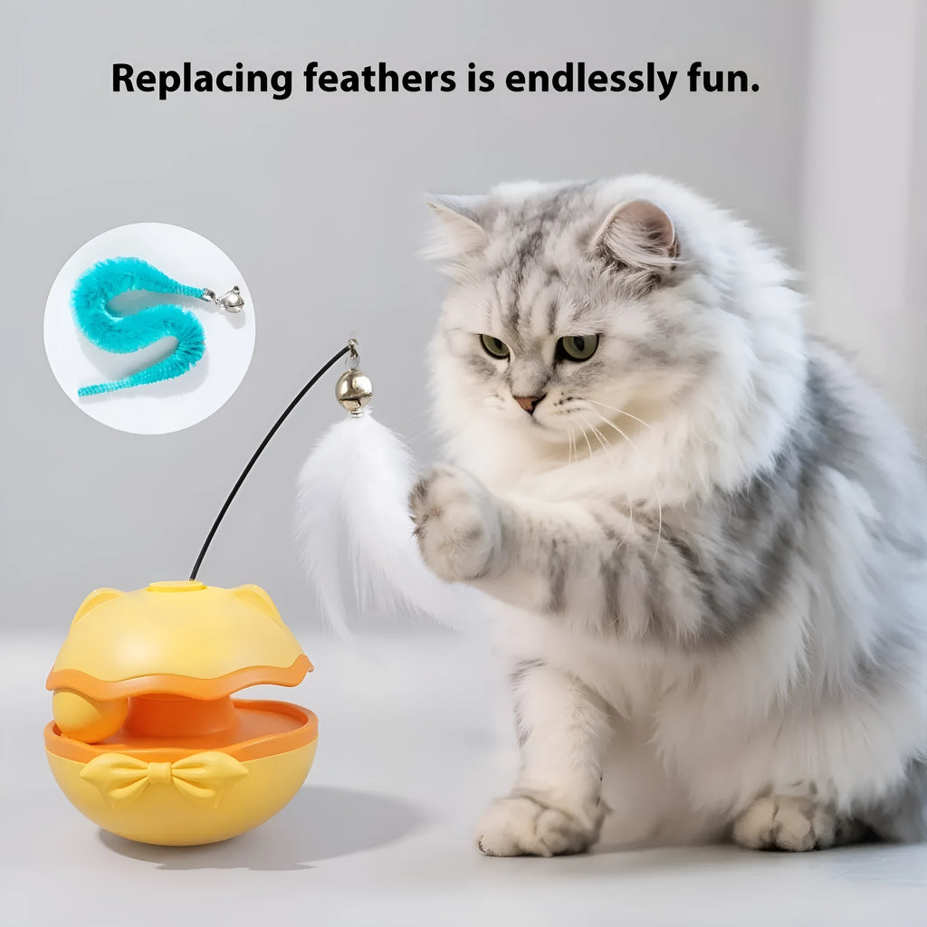 Electric cat toy tumbler self-hi cat teaser in lemon yellow, sky blue or soft fog grey