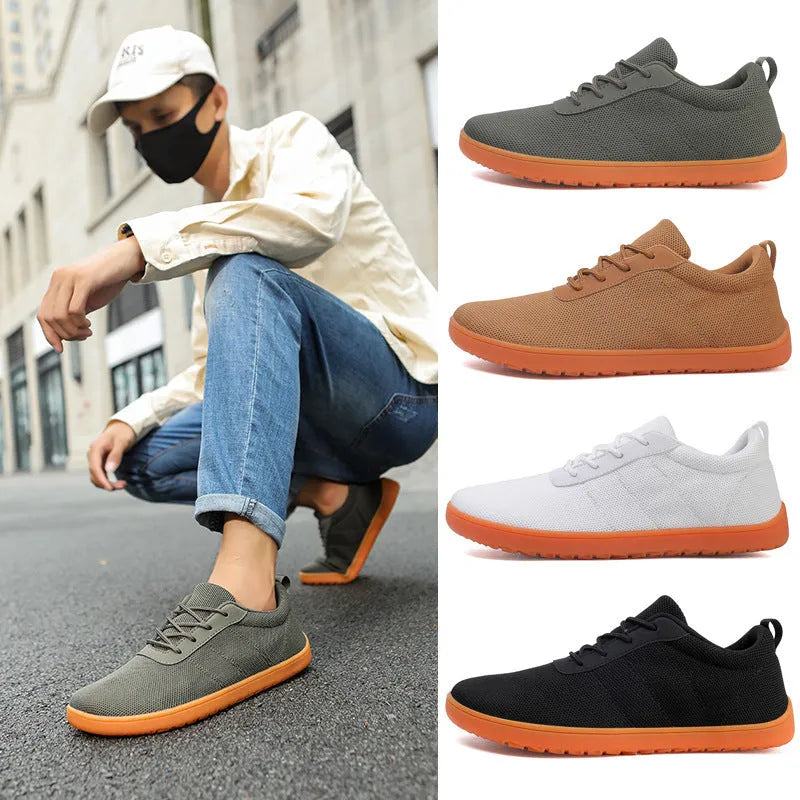 Men's casual walking shoes with Flyknit upper and rubber sole in multiple colour options