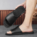 Men's brown leather casual sandals with rubber soles for outdoor spring and summer wear