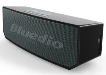 Black rectangular BS-6 Bluetooth speaker showing front speaker grill and control buttons