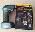 Portable 12V electric car air pump unit with power cable and tyre valve nozzle.