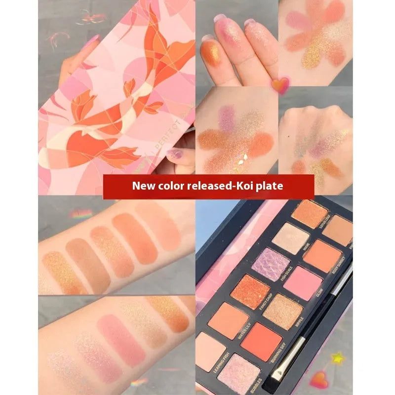 Twelve-colour animal themed eye shadow palette with matte and shimmer shades