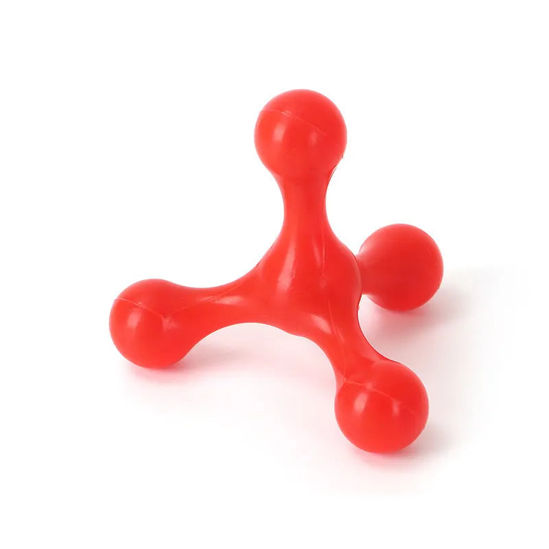 Blue silicone puppy teething chew toy with three legs and bone shape for small medium dogs