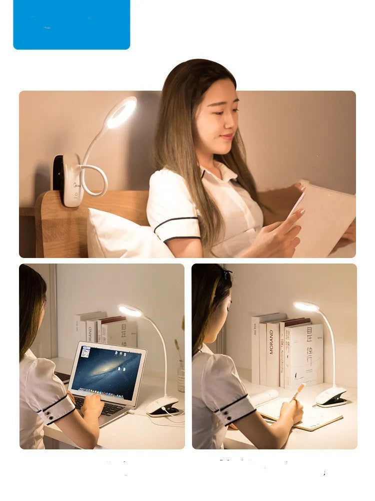 Rechargeable table lamp with touch switch and USB charging port in green, pink, or white colours