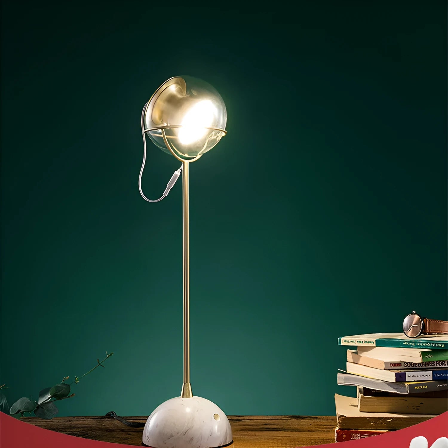 Creative glass lampshade desk lamp with dimmable LED light and touch switch
