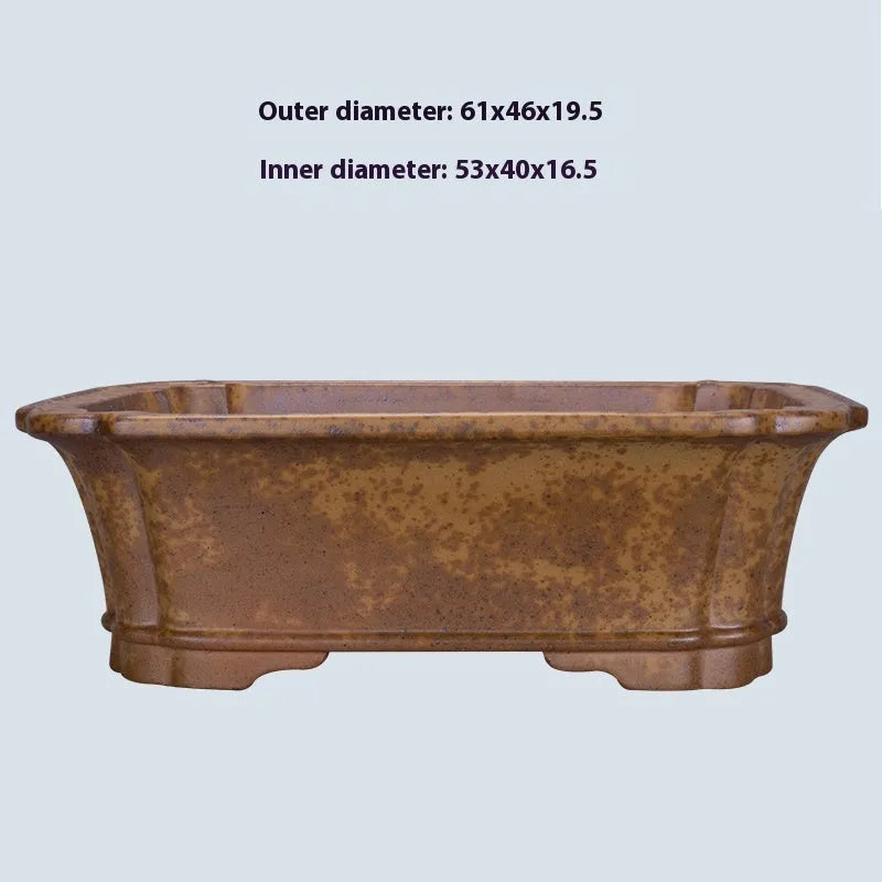Purple sand rectangular segment floor flowerpot in modern style shown in two size options.
