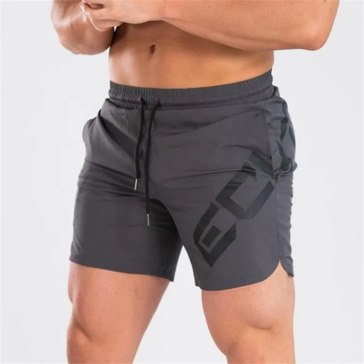 Men's elastic thin running shorts in black, dark grey, navy blue and white colours, knee length with quick-dry fabric