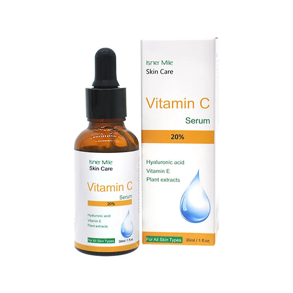30ml glass bottle of undiluted Vitamin C facial serum essence for skin brightening.