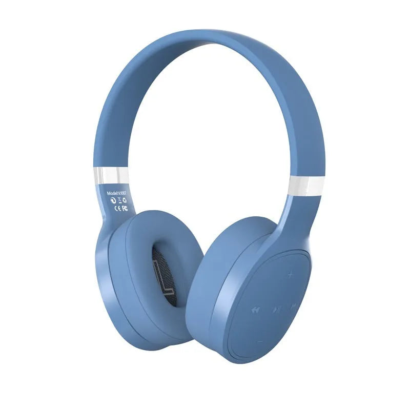 Folding wireless Bluetooth sports headset shown in black, white, grey, or blue colour options.