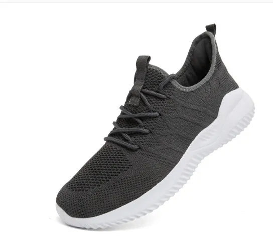 Men's black and white mesh sneakers with PVC sole and lace-up closure for casual sports