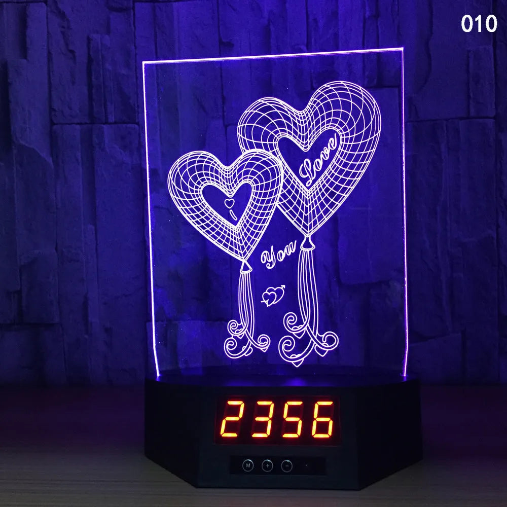 Glowing blue dolphin 3D night light with wireless charging base and remote control on wooden table
