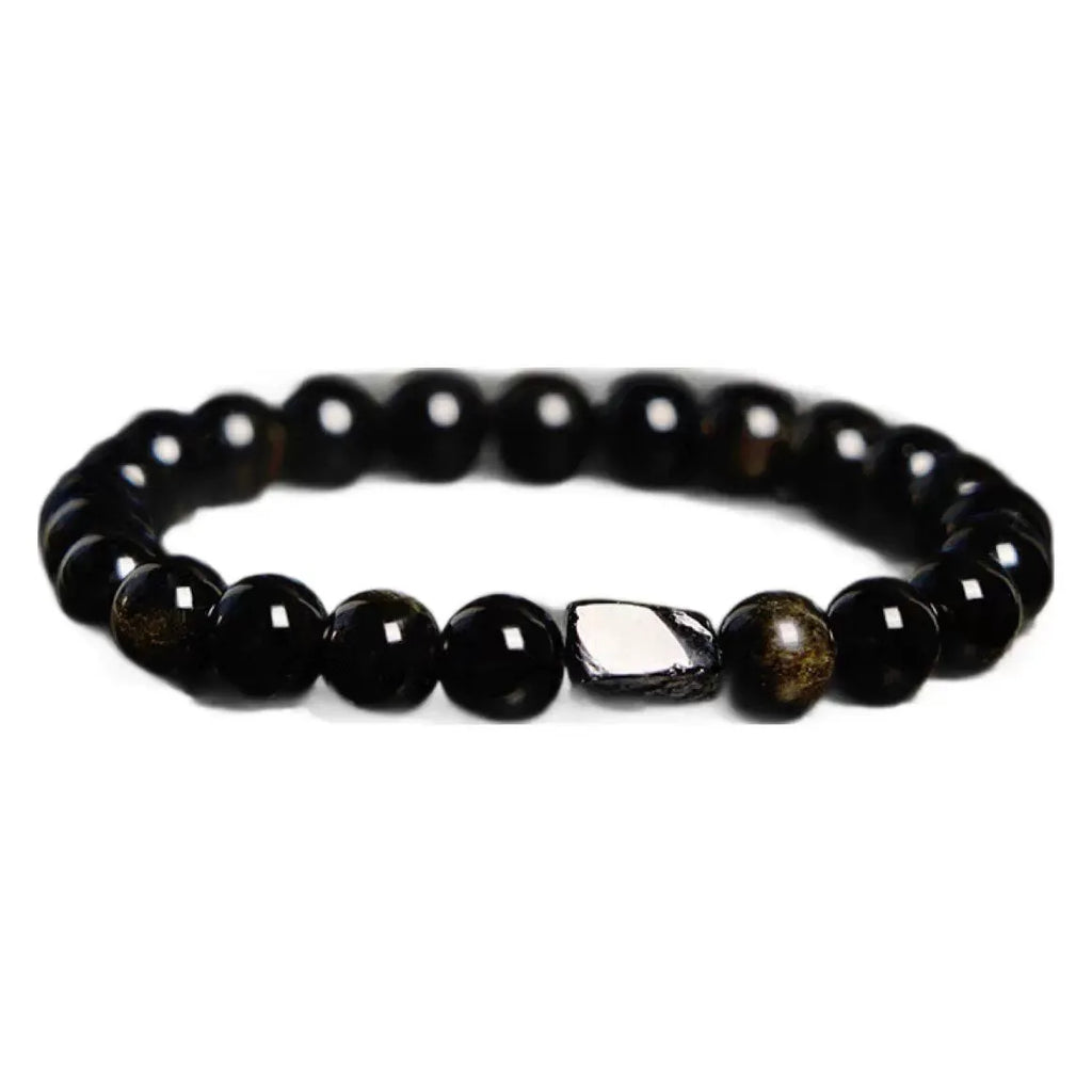 8mm natural obsidian single ring bracelet with a constellation design in a choice of gemstone colours.