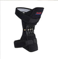 Adjustable spring knee brace support for patella, shown in black colour.