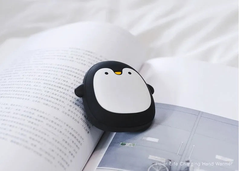 Cartoon penguin and polar bear USB rechargeable hand warmers with double heating sides