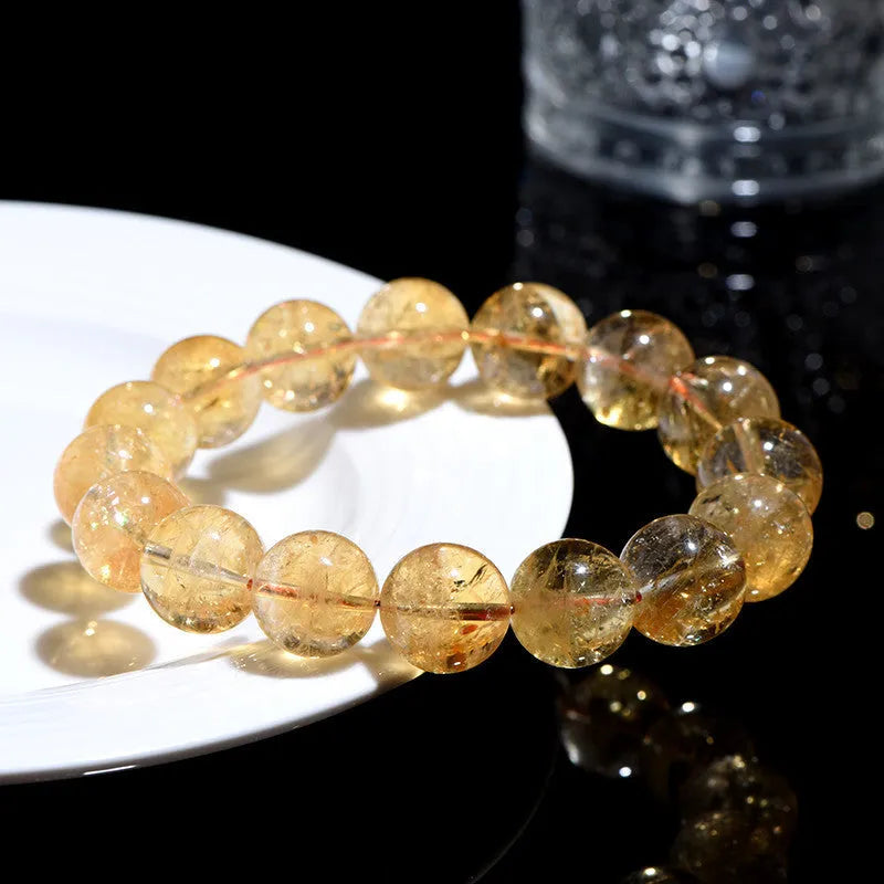 Natural citrine Asestelle bracelet handmade gemstone jewellery Brazilian yellow violent yellow stones