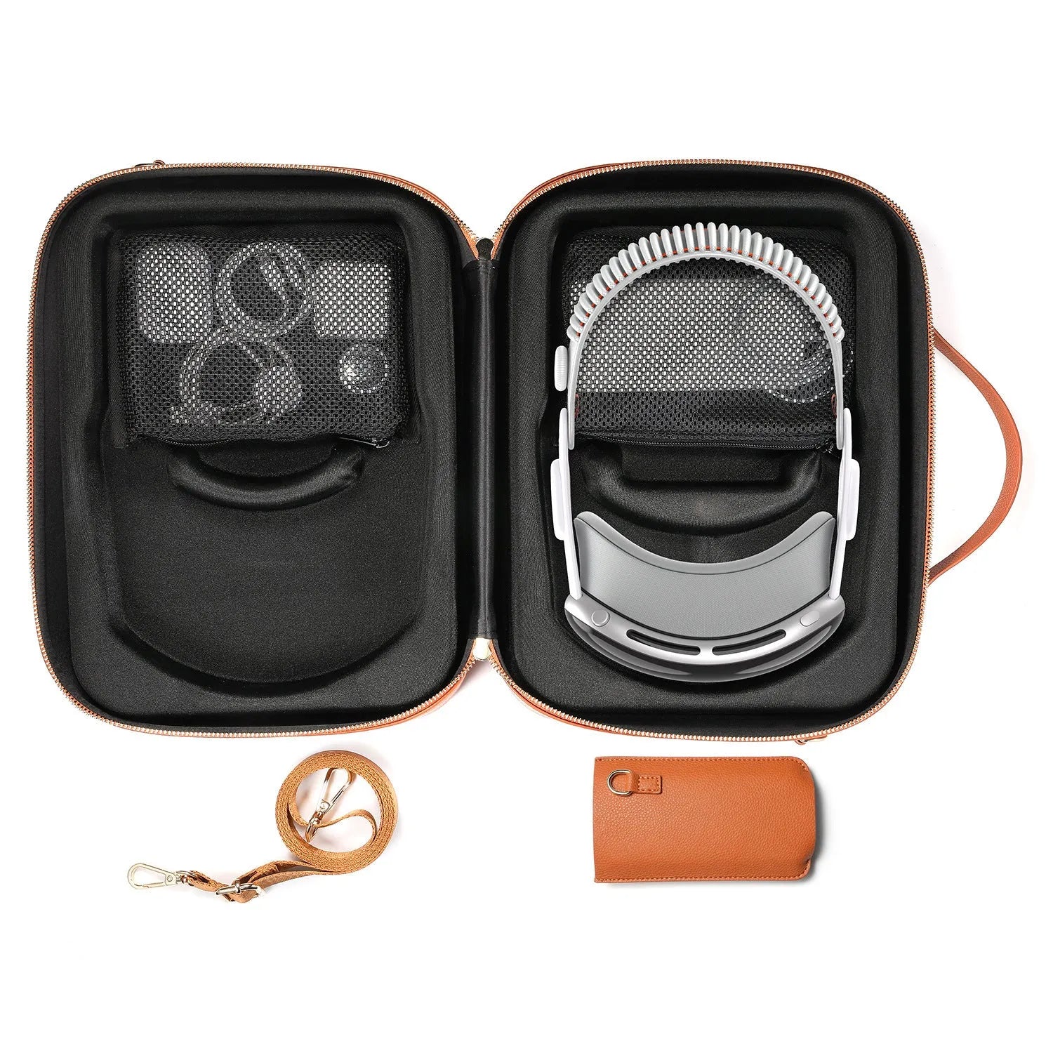 Black MR Glasses hard storage box for Apple Vision Pro headset on a table