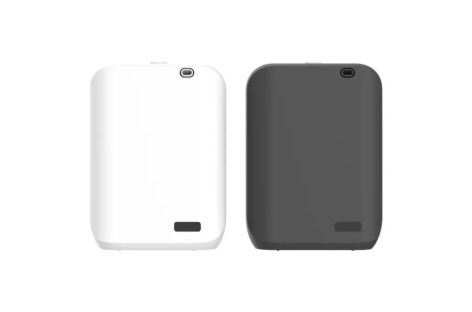 White smart wall mount essential oil diffuser with 150ml tank on a beige wall.