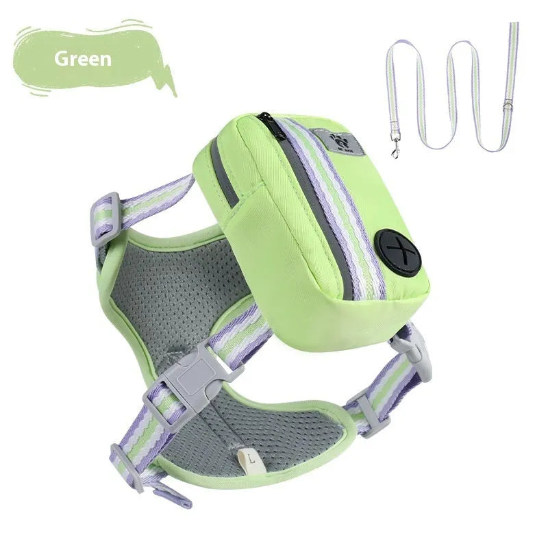 Explosion-proof anti-strangulation pet harness in Oxford cloth with a 1.5 metre rope.