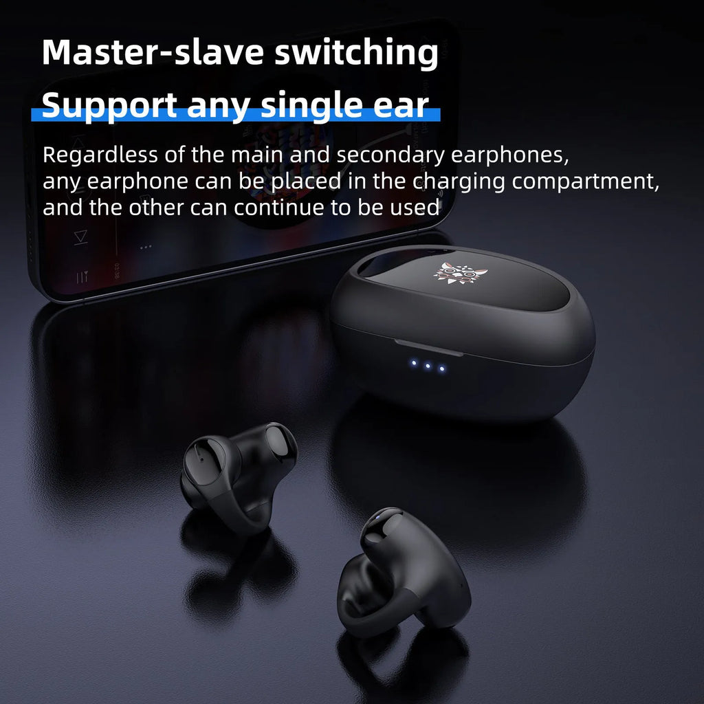 T306 black and white Bluetooth sports gaming headphones with ear hook clip-on design