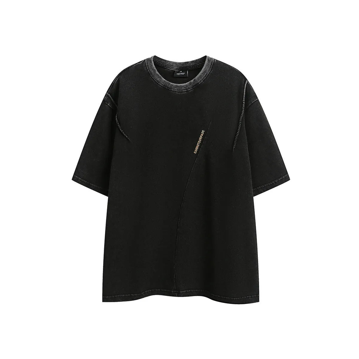 Men's purple and black retro washed cotton short-sleeve t-shirt in a loose fit