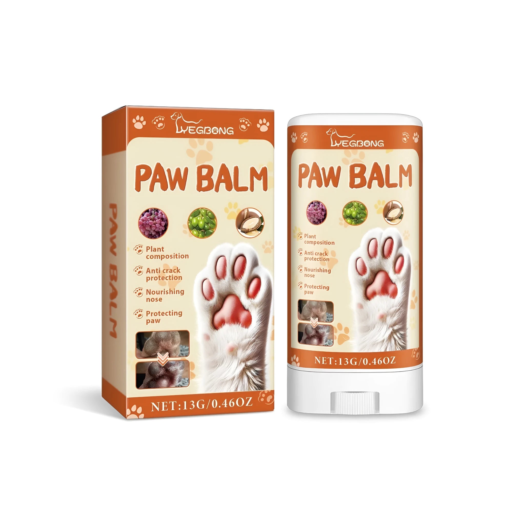 13g pet paw protection cream tube for dogs and cats with anti-cracking formula