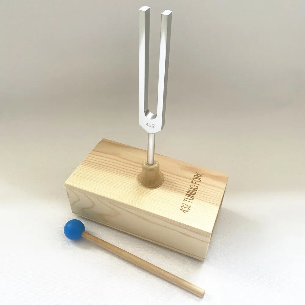 Aluminium alloy tuning fork and speaker set in kraft paper box for 432Hz or 258 frequency.