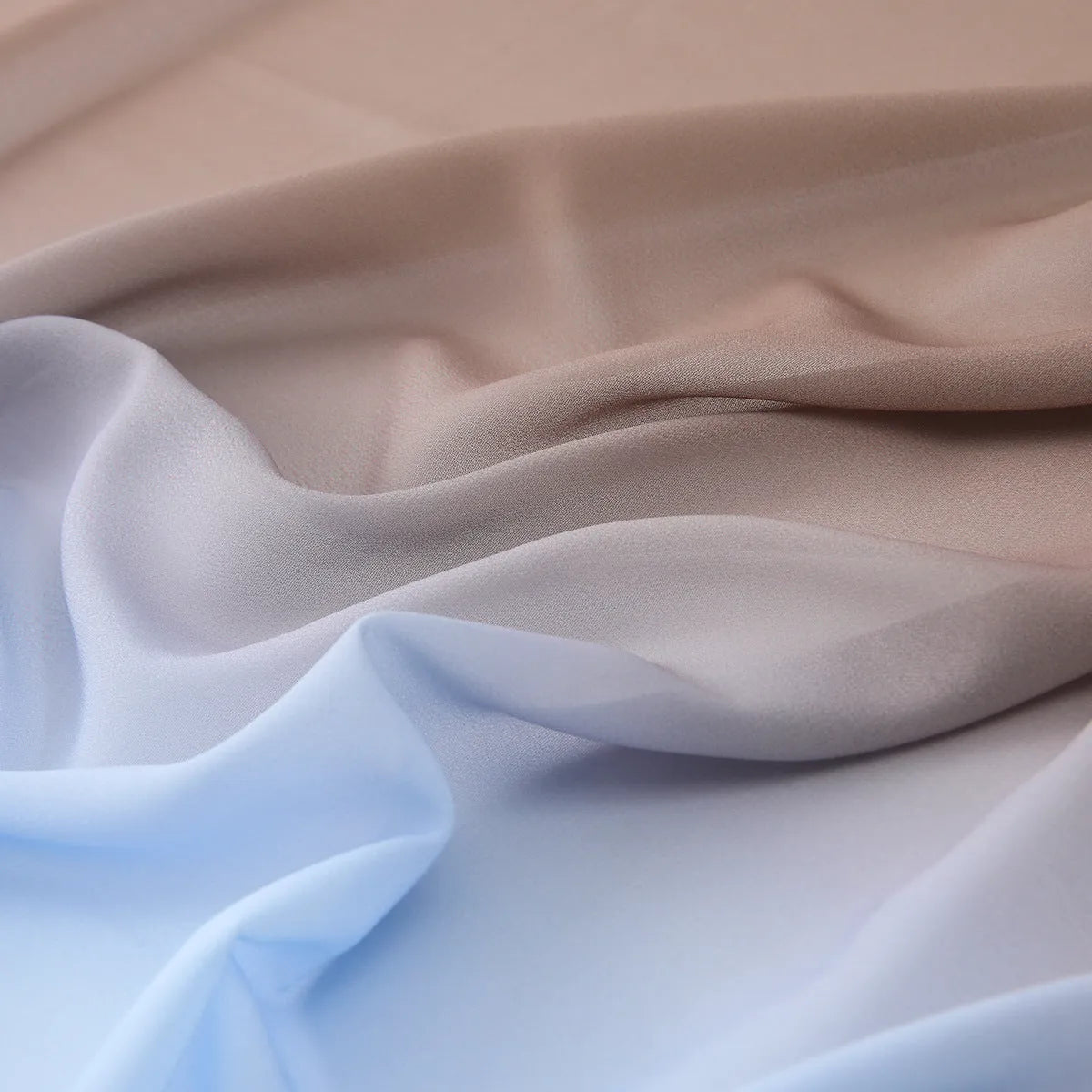 Long bubble towel texture chiffon scarf draped showing its length and colour.