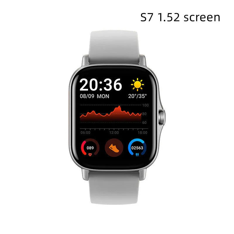 GT20 smartwatch with alloy case, silicone strap, and 1.75-inch screen displaying heart rate data