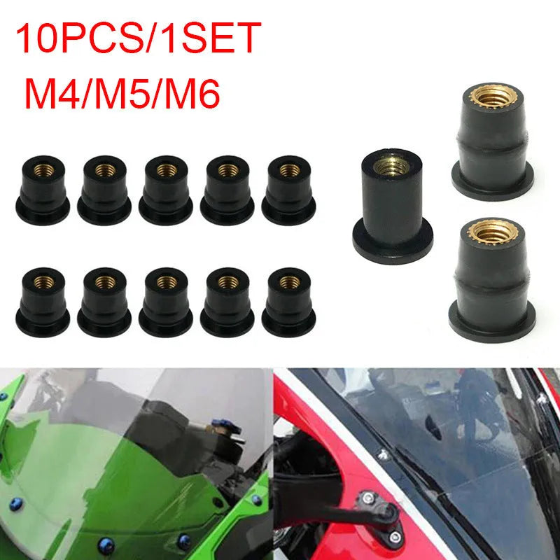 Motorcycle modification brass expansion rubber well nut fasteners in M4 M5 M6 sizes