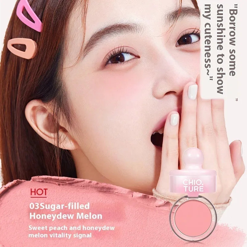 Can powder blusher mud compact in nude shimmer shades: Oxygenated White Peach, Sweet Potato Heartbeat, Sugar Heart Melon, Good Peanut.