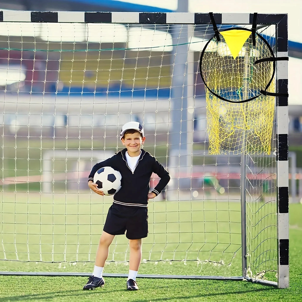 Portable soccer training goal with net measuring 183cm wide by 91cm tall